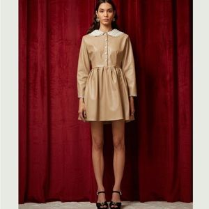 NWT Sister Jane DREAM Valentina Faux Leather Mini Dress Hazelnut Medium NWT